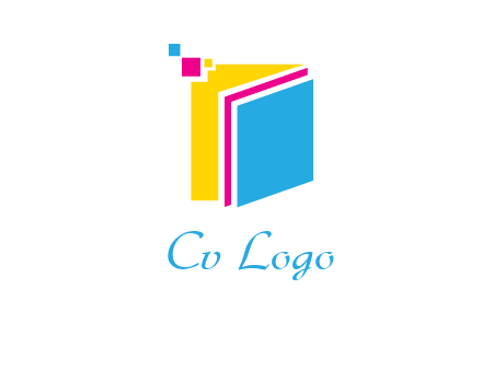 pixels on colorful papers printing logo