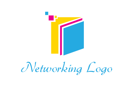 pixels on colorful papers printing logo