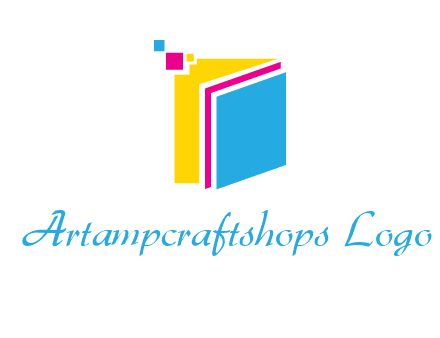 pixels on colorful papers printing logo