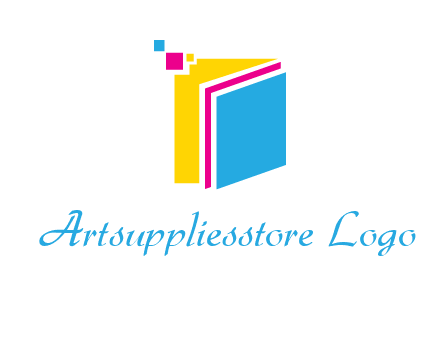 pixels on colorful papers printing logo