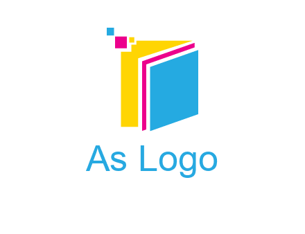pixels on colorful papers printing logo