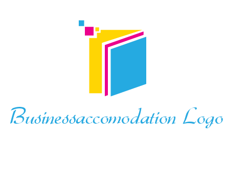 pixels on colorful papers printing logo