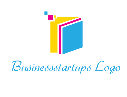 pixels on colorful papers printing logo