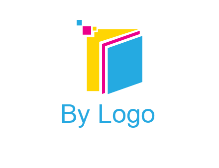 pixels on colorful papers printing logo