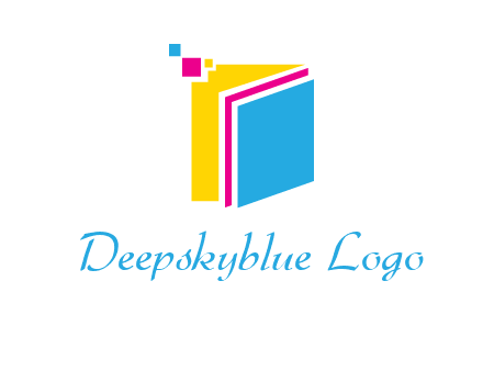 pixels on colorful papers printing logo