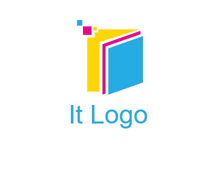 pixels on colorful papers printing logo
