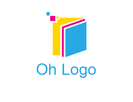 pixels on colorful papers printing logo