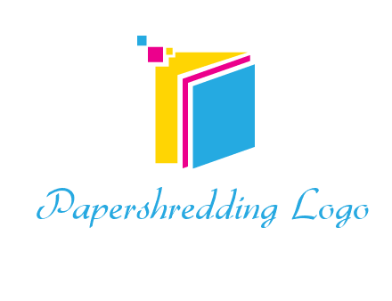 pixels on colorful papers printing logo