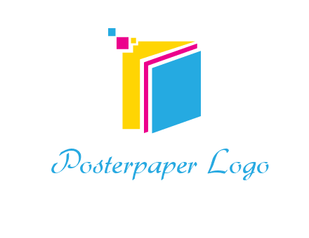 pixels on colorful papers printing logo
