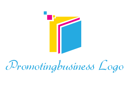 pixels on colorful papers printing logo