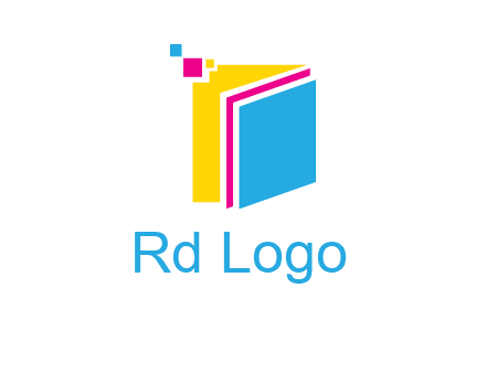 pixels on colorful papers printing logo