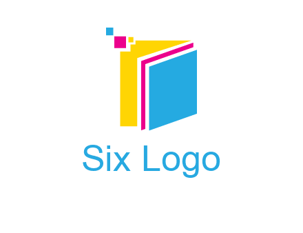 pixels on colorful papers printing logo