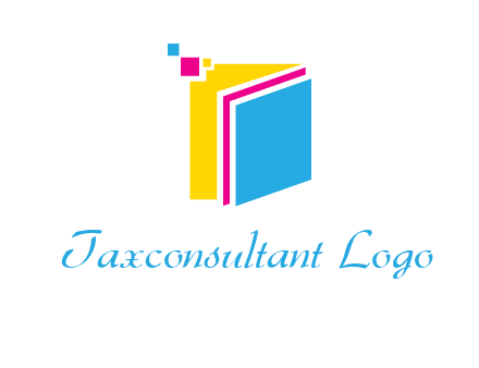 pixels on colorful papers printing logo
