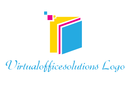 pixels on colorful papers printing logo
