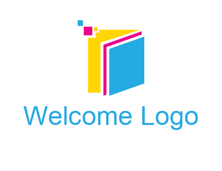 pixels on colorful papers printing logo