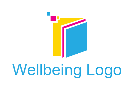 pixels on colorful papers printing logo