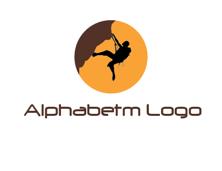 hanging mountain climber in circle logo