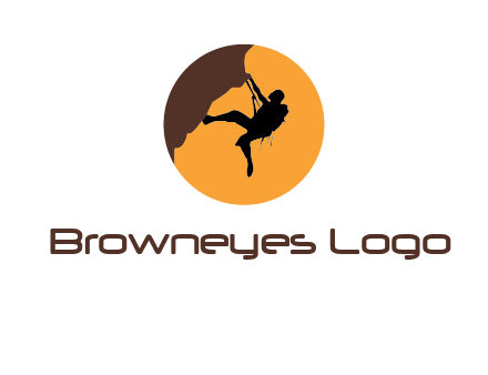 hanging mountain climber in circle logo