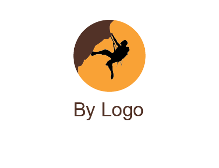 hanging mountain climber in circle logo