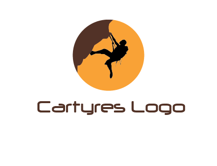 hanging mountain climber in circle logo