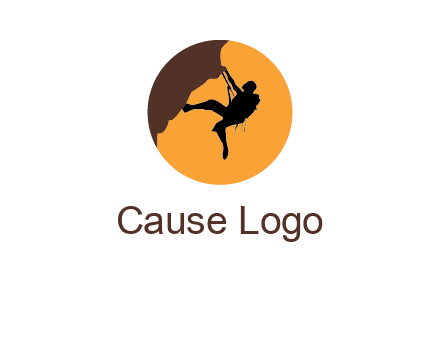 hanging mountain climber in circle logo