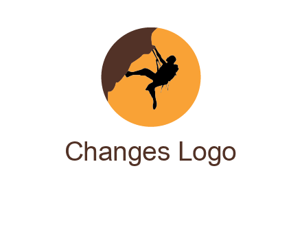 hanging mountain climber in circle logo