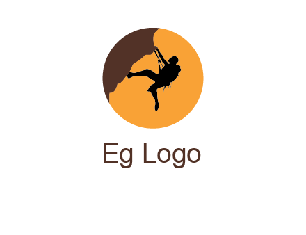 hanging mountain climber in circle logo