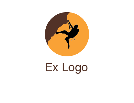 hanging mountain climber in circle logo