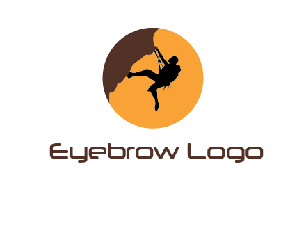 hanging mountain climber in circle logo