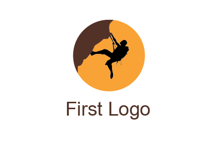 hanging mountain climber in circle logo