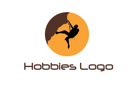 hanging mountain climber in circle logo