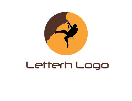 hanging mountain climber in circle logo