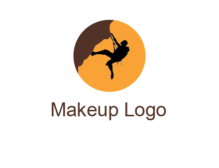 hanging mountain climber in circle logo