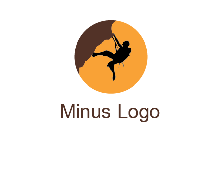 hanging mountain climber in circle logo