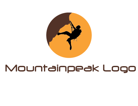 hanging mountain climber in circle logo