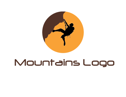 hanging mountain climber in circle logo