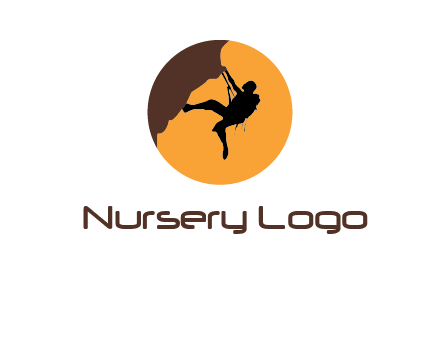 hanging mountain climber in circle logo