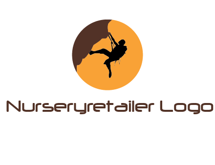 hanging mountain climber in circle logo