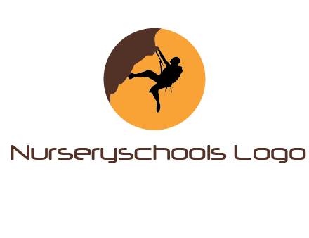 hanging mountain climber in circle logo