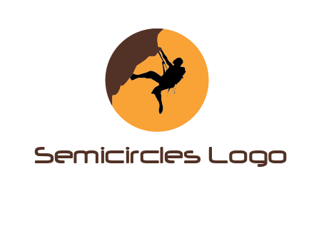 hanging mountain climber in circle logo