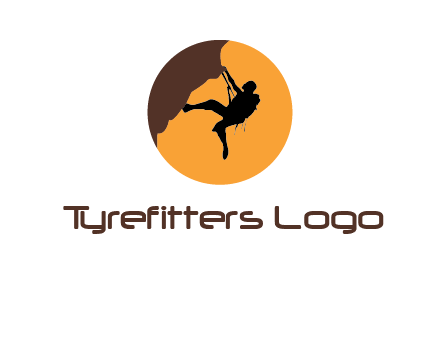 hanging mountain climber in circle logo