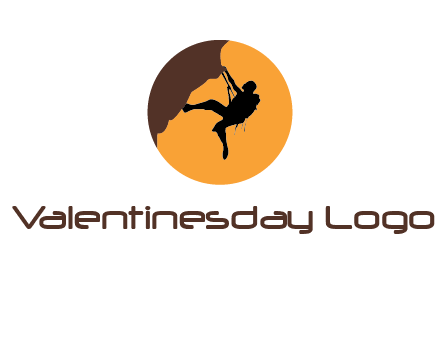 hanging mountain climber in circle logo
