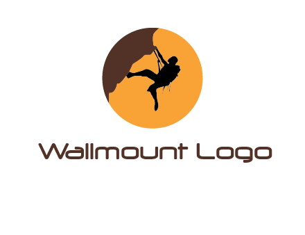 hanging mountain climber in circle logo