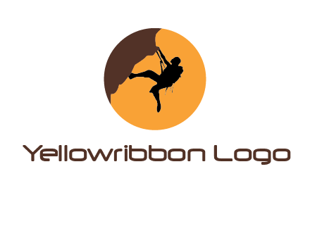 hanging mountain climber in circle logo