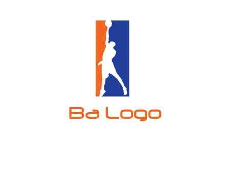 sportsman and ball basketball logo