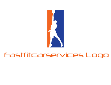 sportsman and ball basketball logo