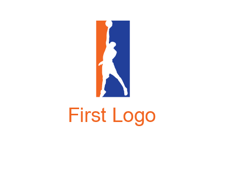 sportsman and ball basketball logo