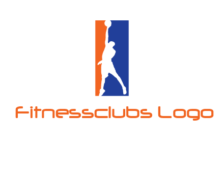 sportsman and ball basketball logo
