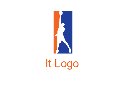 sportsman and ball basketball logo