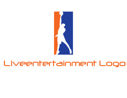 sportsman and ball basketball logo